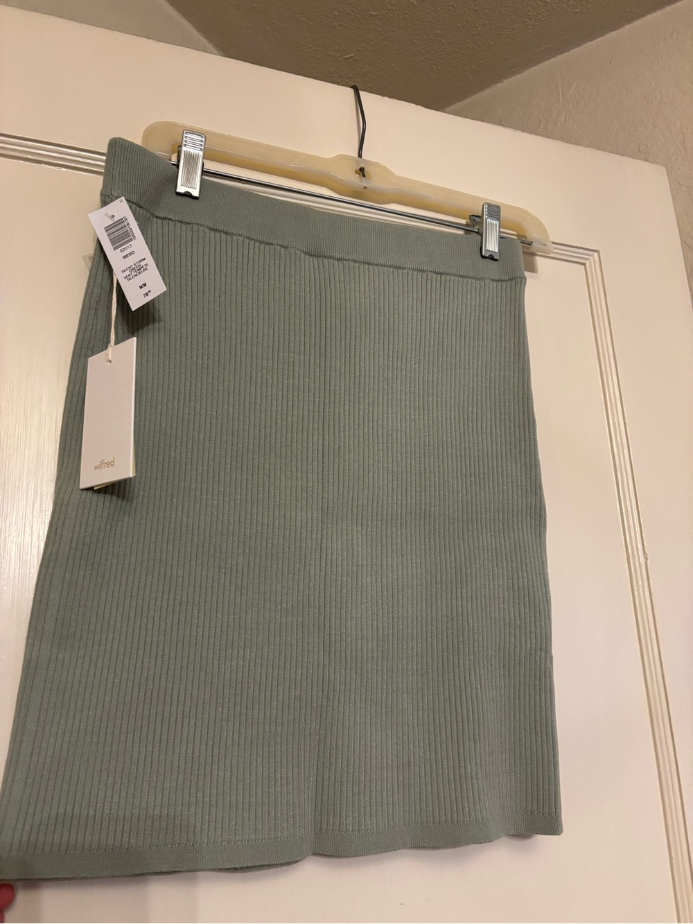 Wilfred Sage Green Ribbed Pencil Skirt
